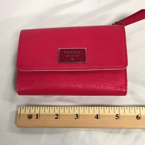 Fossil Bright Pink Leather Wallet